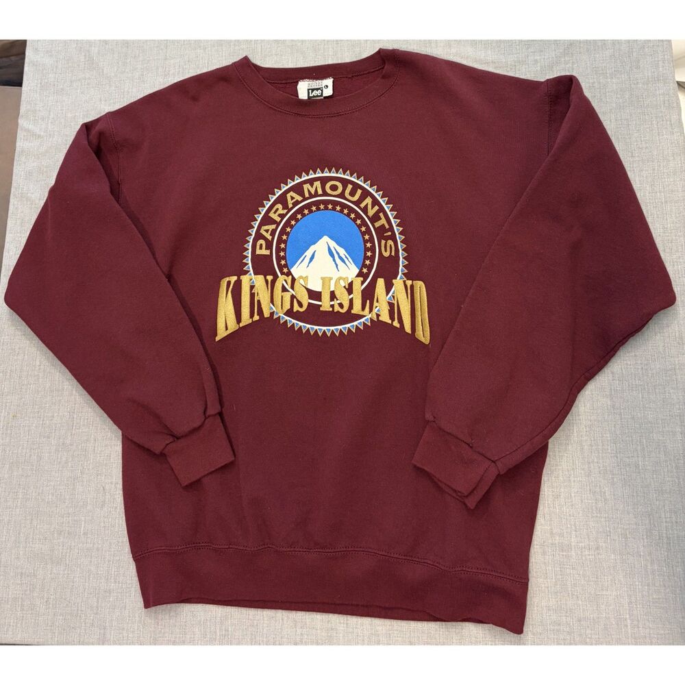 Vintage Paramount Kings Island Crewneck Lee Sweatshirt Burgandy Size L